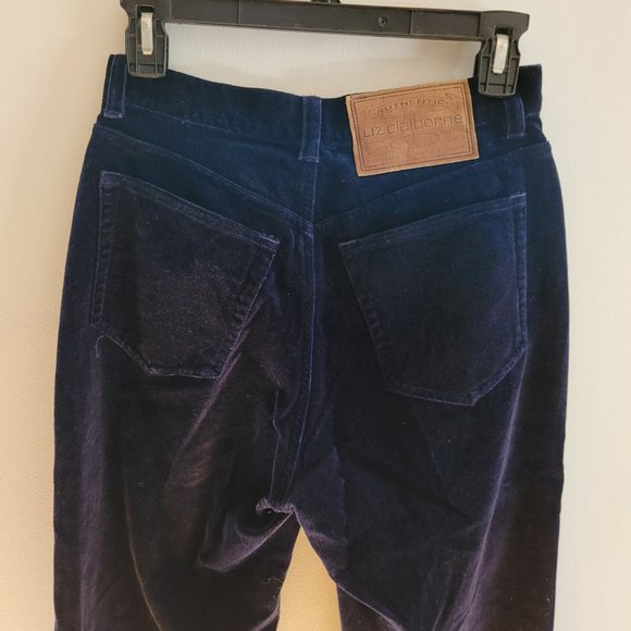 Vintage Midnight Blue Liz Claiborne Velvet Straight Leg Pants - Picture 4 of 6
